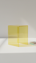 Acrylic side table in sunny yellow