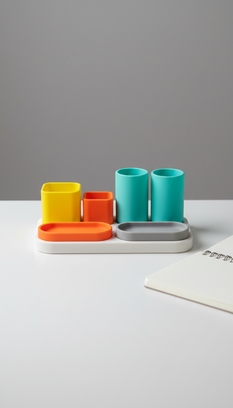 Silicone desk organizer in pop aqua
